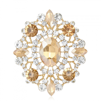 Женска брошка с овални кристали, геометрична форма, диамантена обработка, украса, марка Mrs. Wang's Jewelry (Yiwu)
