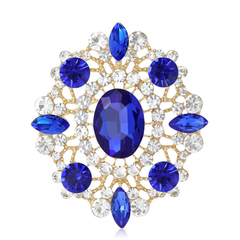 Женска брошка с овални кристали, геометрична форма, диамантена обработка, украса, марка Mrs. Wang's Jewelry (Yiwu)