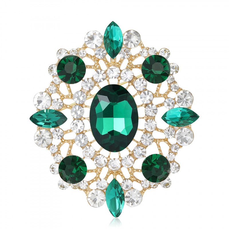 Женска брошка с овални кристали, геометрична форма, диамантена обработка, украса, марка Mrs. Wang's Jewelry (Yiwu)