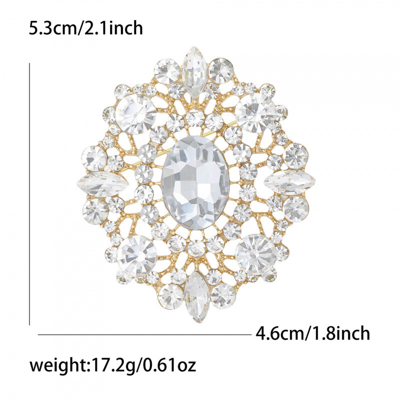 Женска брошка с овални кристали, геометрична форма, диамантена обработка, украса, марка Mrs. Wang's Jewelry (Yiwu)