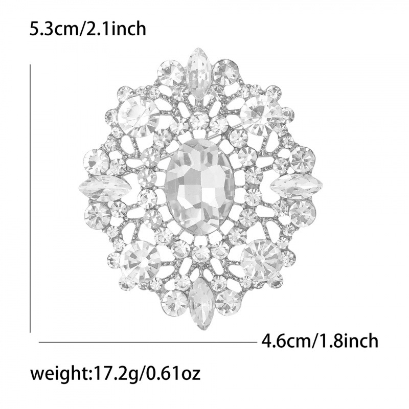 Женска брошка с овални кристали, геометрична форма, диамантена обработка, украса, марка Mrs. Wang's Jewelry (Yiwu)