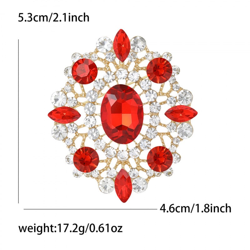 Женска брошка с овални кристали, геометрична форма, диамантена обработка, украса, марка Mrs. Wang's Jewelry (Yiwu)