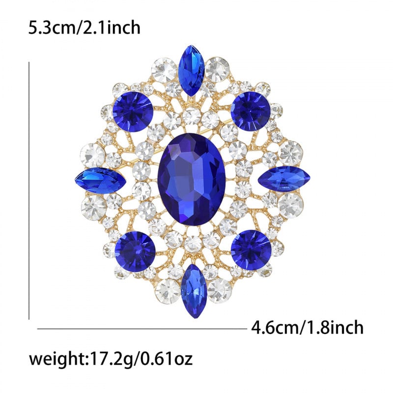 Женска брошка с овални кристали, геометрична форма, диамантена обработка, украса, марка Mrs. Wang's Jewelry (Yiwu)