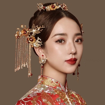 Accesoriu de cap de mireasă cu ciucuri și coroană Phoenix, metal, stil vintage