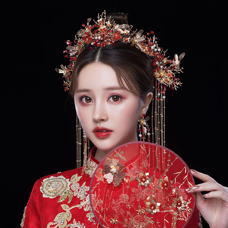 Accesoriu de cap de mireasă cu ciucuri și coroană Phoenix, metal, stil vintage