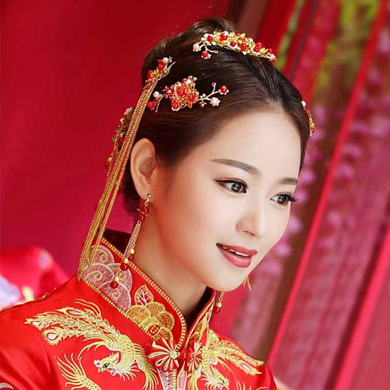 Accesoriu de cap de mireasă cu ciucuri și coroană Phoenix, metal, stil vintage