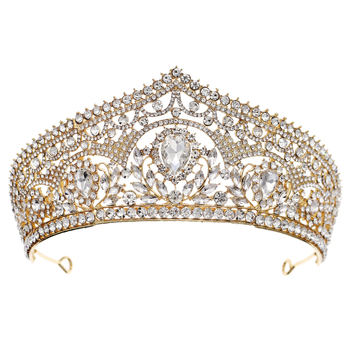 Екзотична сплавна сватбена корона с диамантено настилка за сватба и рожден ден