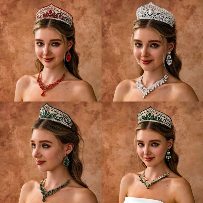 Екзотична сплавна сватбена корона с диамантено настилка за сватба и рожден ден