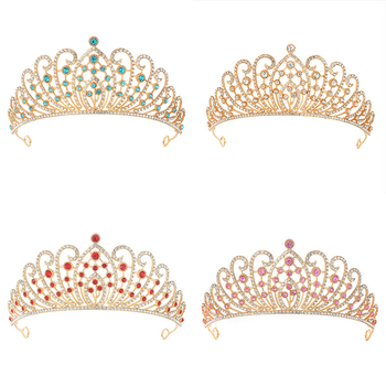 Vjenčana tiara od legure s kristalima, elektroplatinirana, bijeli kristali, dizajn životinja/Zodijak