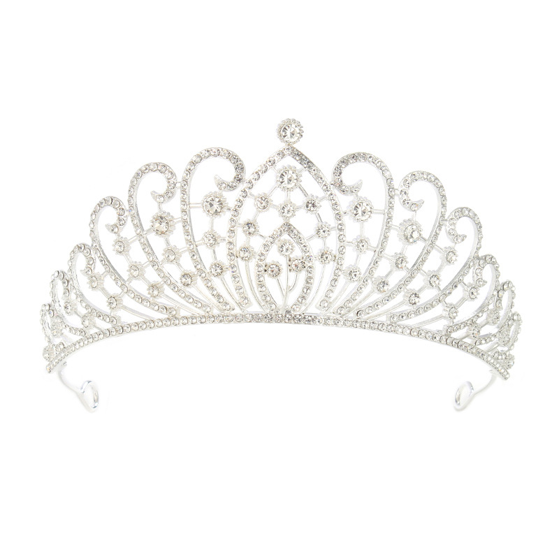 Vjenčana tiara od legure s kristalima, elektroplatinirana, bijeli kristali, dizajn životinja/Zodijak