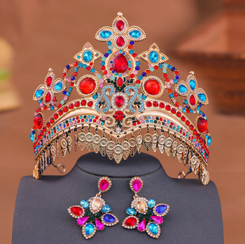 Kristallist kroon peavõru, etnilise stiiliga, elektroplaaditud viimistlus, pulmadeks kingitus