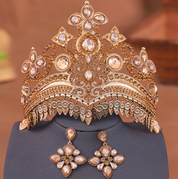 Kristallist kroon peavõru, etnilise stiiliga, elektroplaaditud viimistlus, pulmadeks kingitus