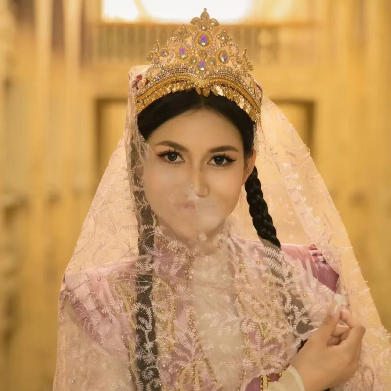 Kristallist kroon peavõru, etnilise stiiliga, elektroplaaditud viimistlus, pulmadeks kingitus