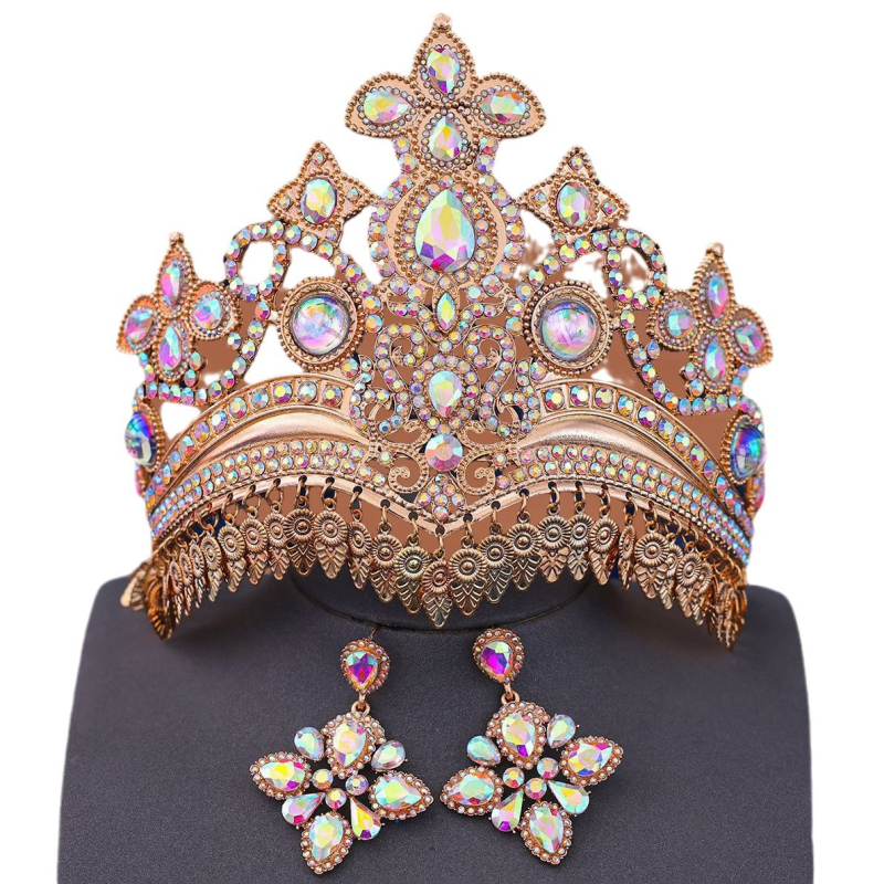 Kristallist kroon peavõru, etnilise stiiliga, elektroplaaditud viimistlus, pulmadeks kingitus