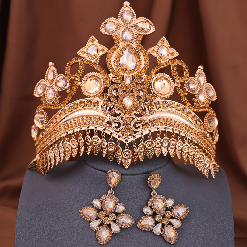 Kristallist kroon peavõru, etnilise stiiliga, elektroplaaditud viimistlus, pulmadeks kingitus