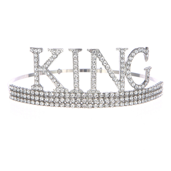 Meeste peakatte kroon-tiara: sulamkristallidega, metalliline alus, katmine, teksti kohandamine