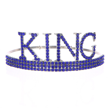 Meeste peakatte kroon-tiara: sulamkristallidega, metalliline alus, katmine, teksti kohandamine