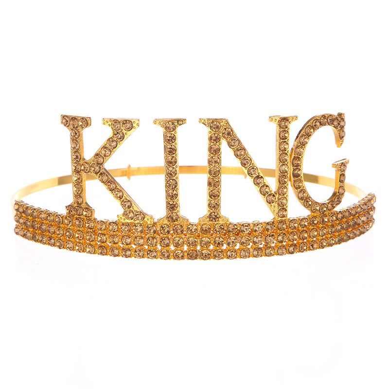 Meeste peakatte kroon-tiara: sulamkristallidega, metalliline alus, katmine, teksti kohandamine