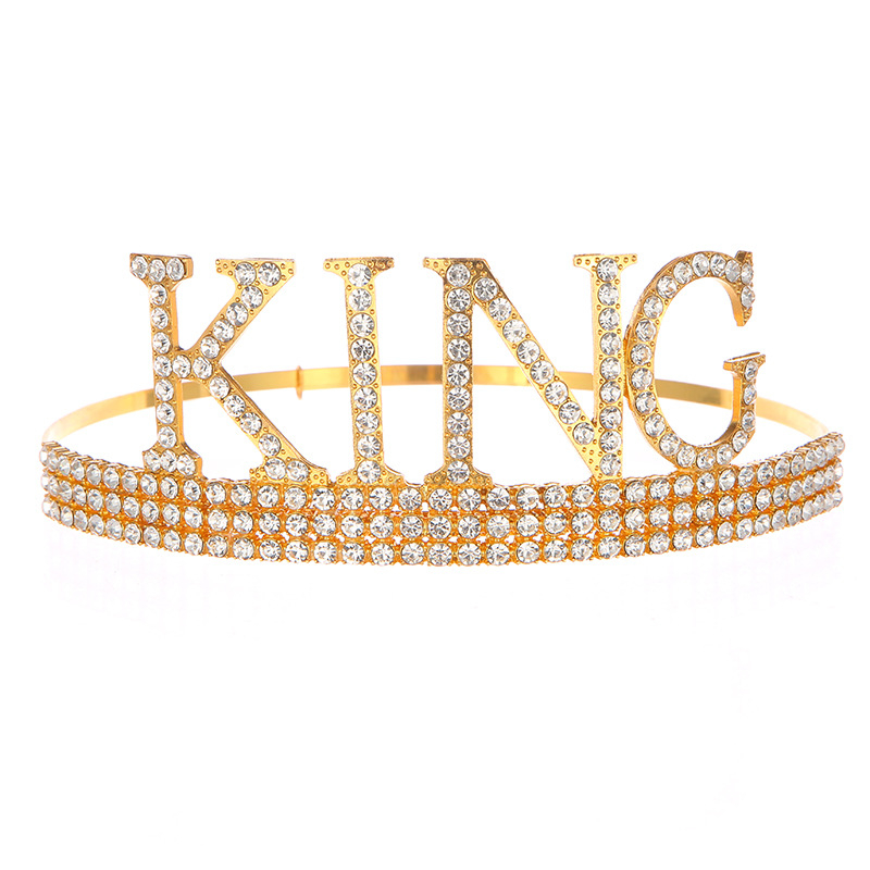 Meeste peakatte kroon-tiara: sulamkristallidega, metalliline alus, katmine, teksti kohandamine