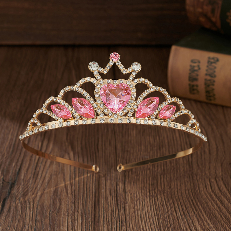 Laste krooniga peavõru - võrkmaterjal, kroonikujuline vorm, elektroplating, kristallid, bränd Ibaolai