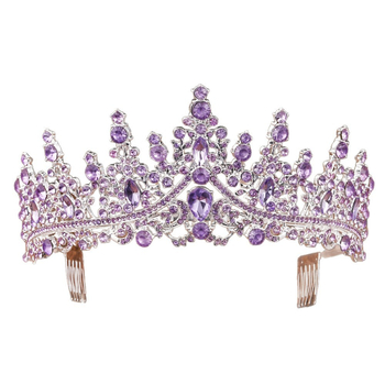 Vintage kroon pea jaoks, sulam ja klaas, valged kristallid, elektroplating