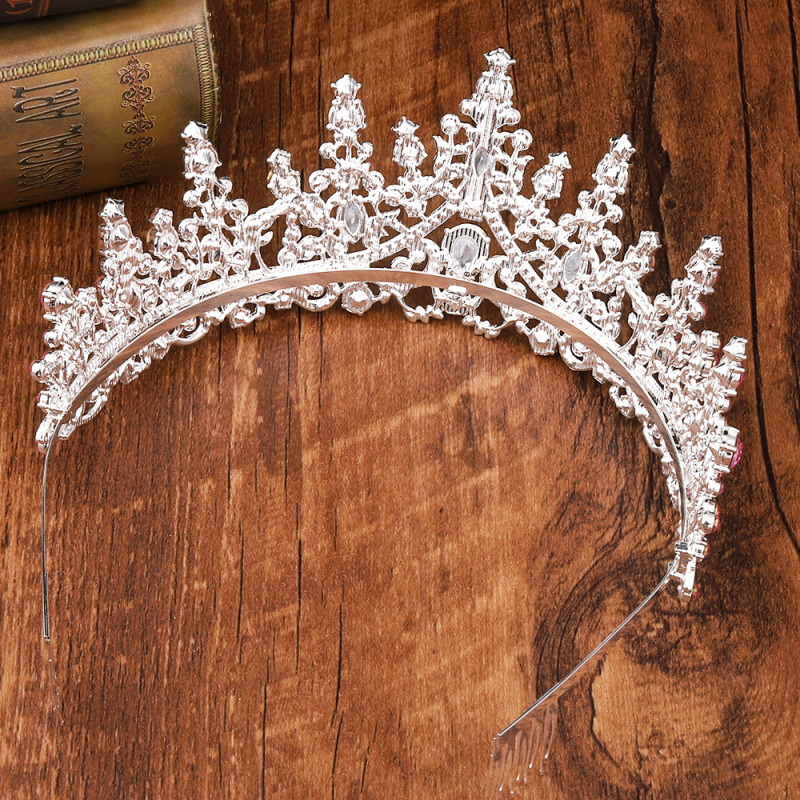 Vintage kroon pea jaoks, sulam ja klaas, valged kristallid, elektroplating