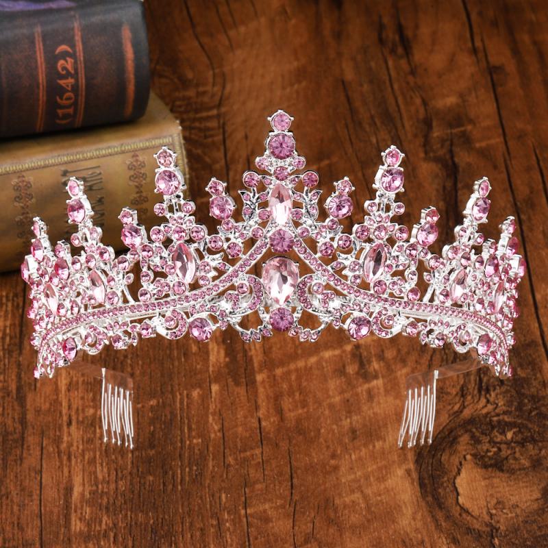 Vintage kroon pea jaoks, sulam ja klaas, valged kristallid, elektroplating