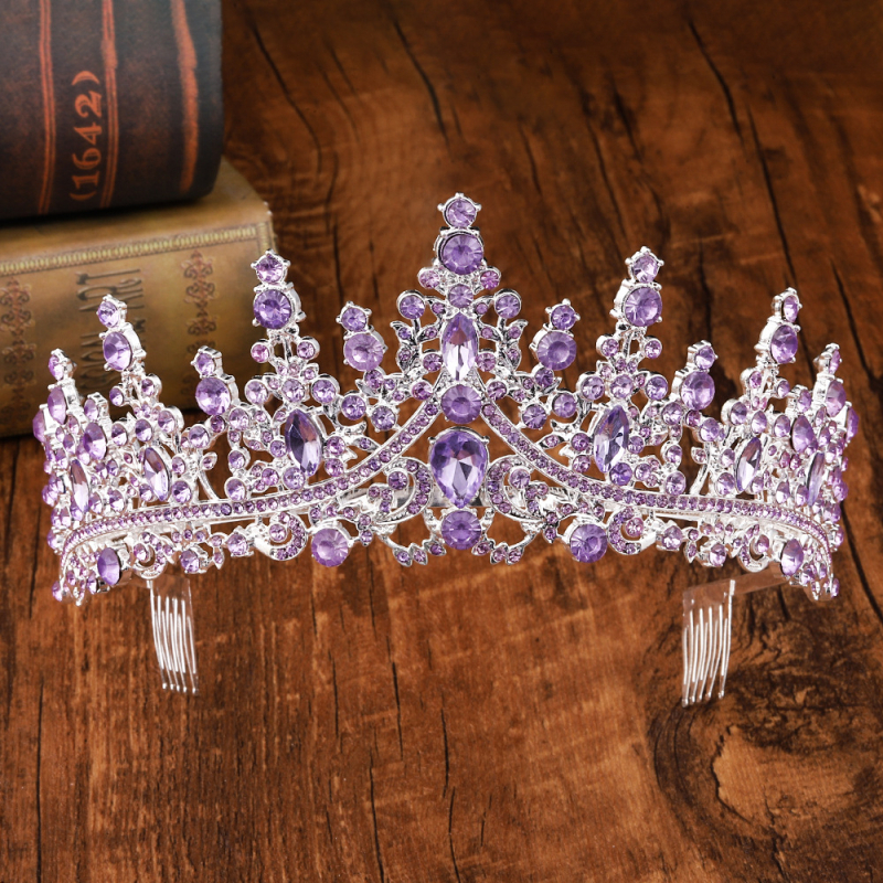 Vintage kroon pea jaoks, sulam ja klaas, valged kristallid, elektroplating