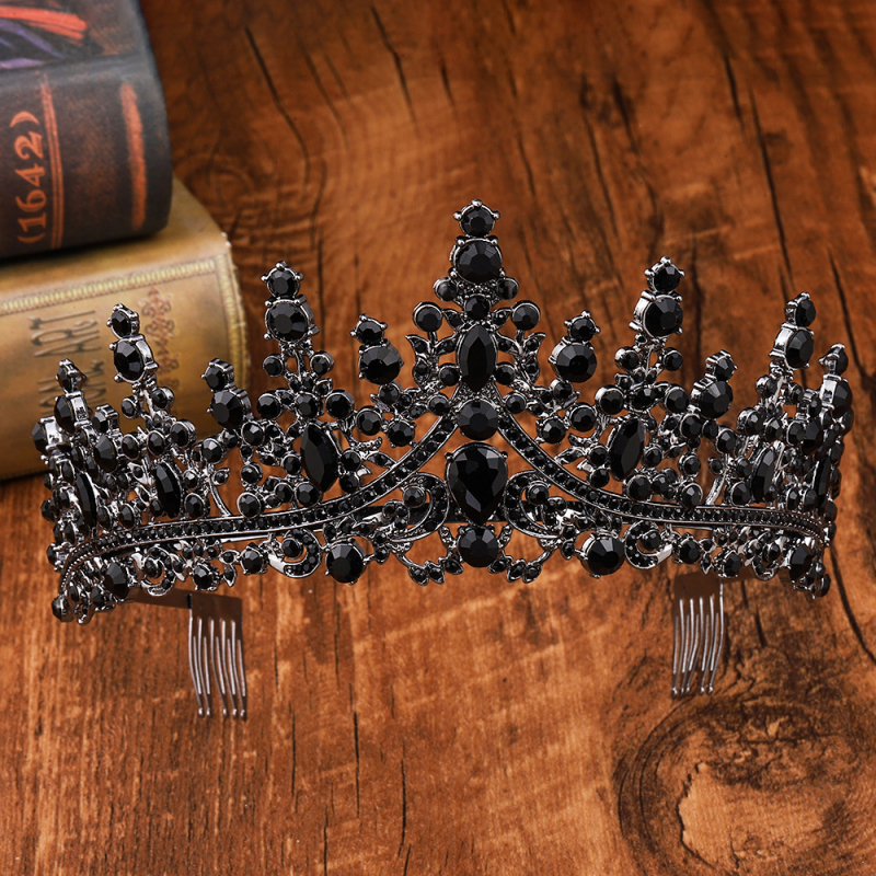 Vintage kroon pea jaoks, sulam ja klaas, valged kristallid, elektroplating