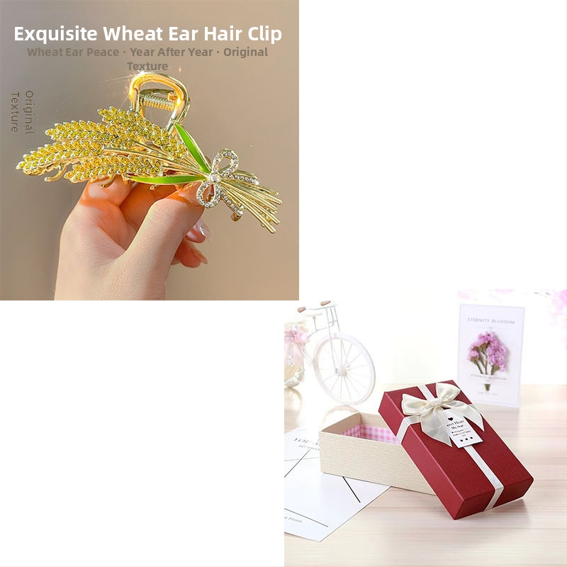 Κλιπ μαλλιών από κράμα ψευδαργύρου Gardenia, αρχικός σχεδιασμός με μοτίβα σιτάρι-ορχιδέα-λουλούδι, ηλεκτροπλακίωση, κλιπ με σφιγκτήρα, Καλοκαίρι 2024