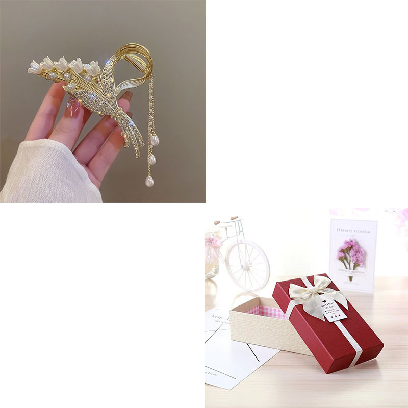 Κλιπ μαλλιών από κράμα ψευδαργύρου Gardenia, αρχικός σχεδιασμός με μοτίβα σιτάρι-ορχιδέα-λουλούδι, ηλεκτροπλακίωση, κλιπ με σφιγκτήρα, Καλοκαίρι 2024