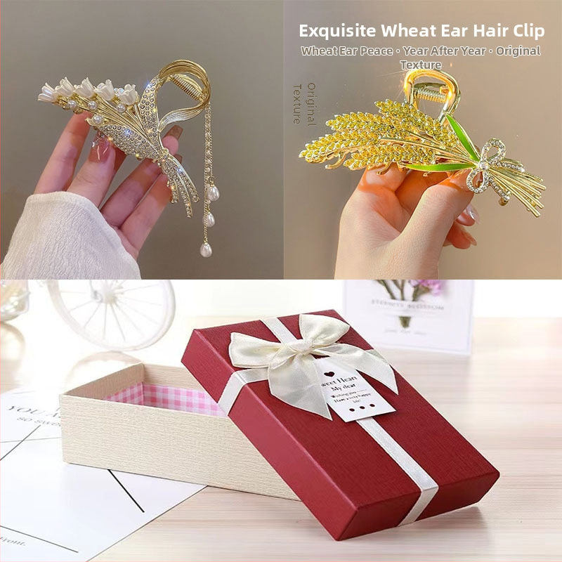 Κλιπ μαλλιών από κράμα ψευδαργύρου Gardenia, αρχικός σχεδιασμός με μοτίβα σιτάρι-ορχιδέα-λουλούδι, ηλεκτροπλακίωση, κλιπ με σφιγκτήρα, Καλοκαίρι 2024