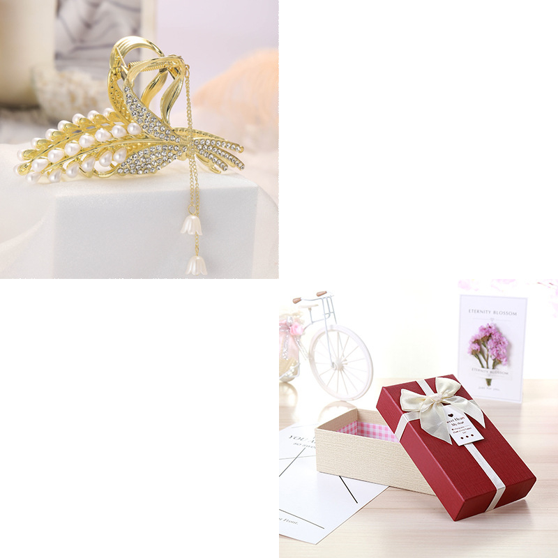 Κλιπ μαλλιών από κράμα ψευδαργύρου Gardenia, αρχικός σχεδιασμός με μοτίβα σιτάρι-ορχιδέα-λουλούδι, ηλεκτροπλακίωση, κλιπ με σφιγκτήρα, Καλοκαίρι 2024