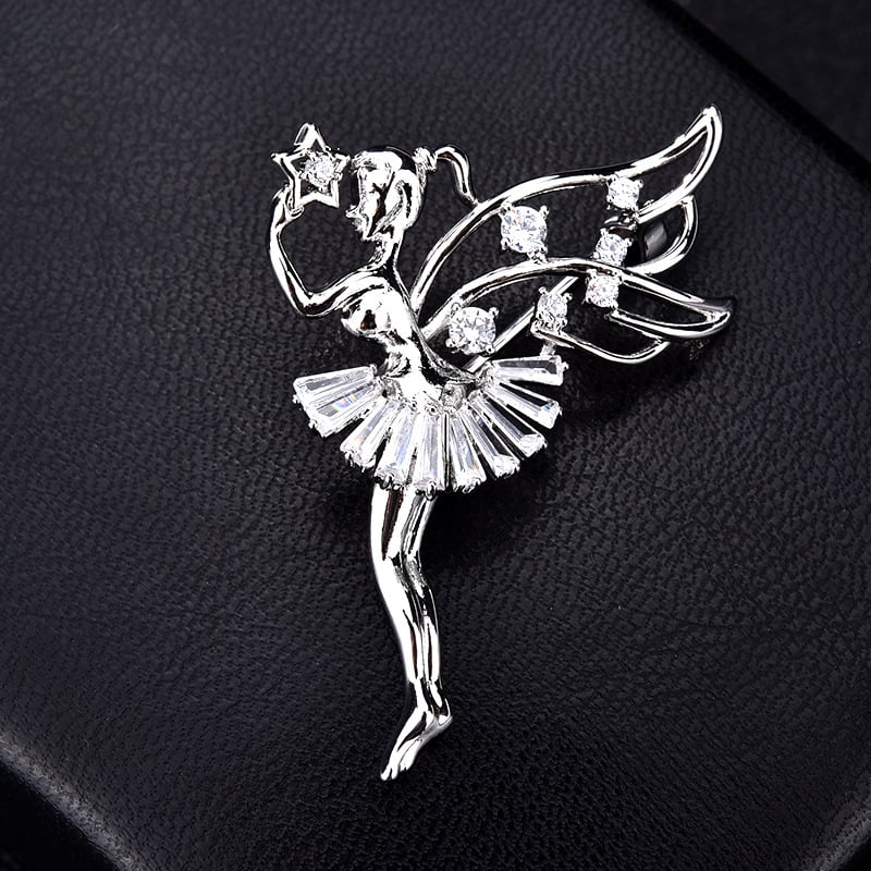 Καρφίτσα από χαλκό με ένθετο ζιρκόν, λουλουδάτος σχεδιασμός — Himana, unisex, μόδα γραφείου