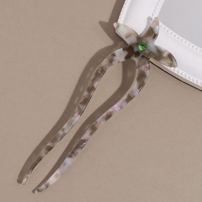 U-kujuline atsetaatne juukseklips mere täht-motiiviga ja kristallidega, lihtne stiil, kohandatav