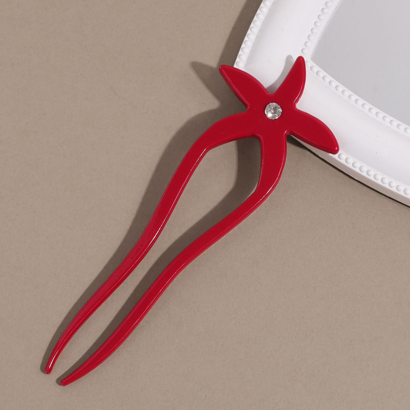 U-kujuline atsetaatne juukseklips mere täht-motiiviga ja kristallidega, lihtne stiil, kohandatav