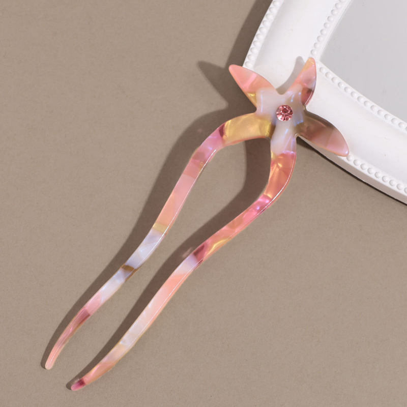 U-kujuline atsetaatne juukseklips mere täht-motiiviga ja kristallidega, lihtne stiil, kohandatav