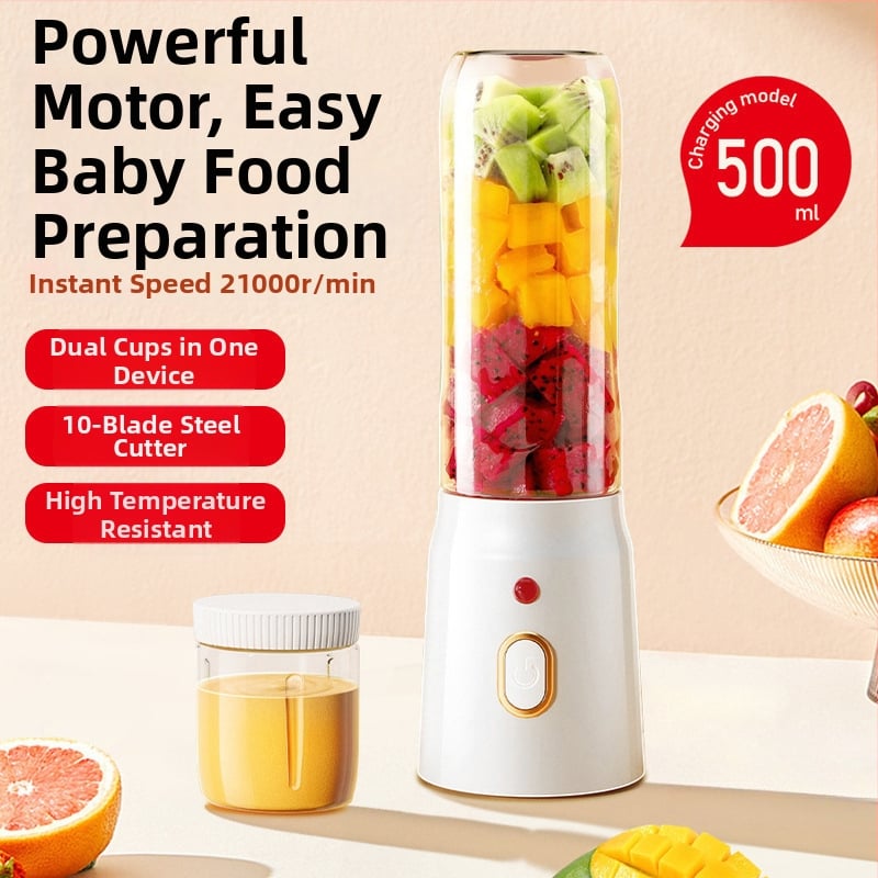 Φορητό κύπελλο αποχυμωτή με ενσωματωμένη μπαταρία, 200 W, 20001–22000 rpm, 5+ λεπίδες, 401–600 ml