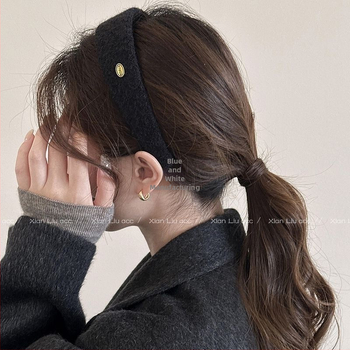Hongming Käsitöö juukseband kangast, sügis-talviseks hooajaks, laia äärmega, naistele, Korea stiil, kuldne silt, peakatte aksessuaar, 2025