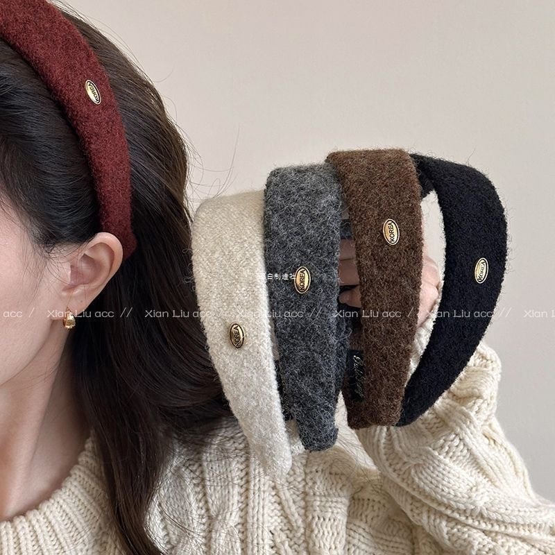 Hongming Käsitöö juukseband kangast, sügis-talviseks hooajaks, laia äärmega, naistele, Korea stiil, kuldne silt, peakatte aksessuaar, 2025