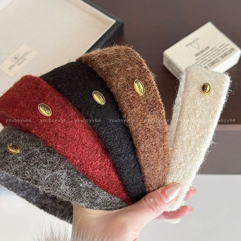 Hongming Käsitöö juukseband kangast, sügis-talviseks hooajaks, laia äärmega, naistele, Korea stiil, kuldne silt, peakatte aksessuaar, 2025