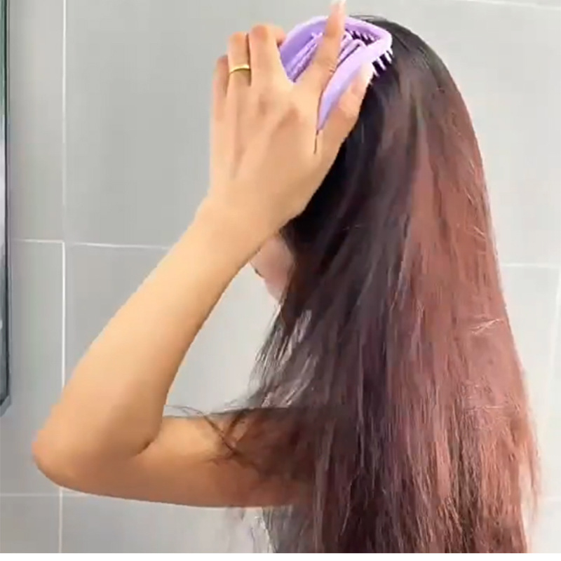 Ruudu kujuline šampooniharja õhupadjaga peanaha massaažiks, materjal TPEE