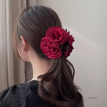LX szatén hajcsat, kézzel készített, fogó típusú rögzítés, könnyű luxus stílusú fejfedő nőknek