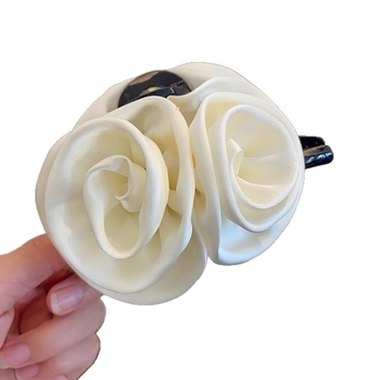 LX szatén hajcsat, kézzel készített, fogó típusú rögzítés, könnyű luxus stílusú fejfedő nőknek