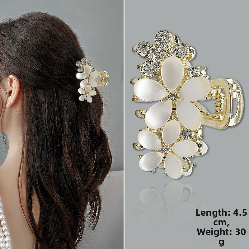 Naise juukseklips alumiiniumi Cat's Eye kristalliga, liblika ja lillemotiiv, haaramisklips, elektroplaadimine, kohandatav