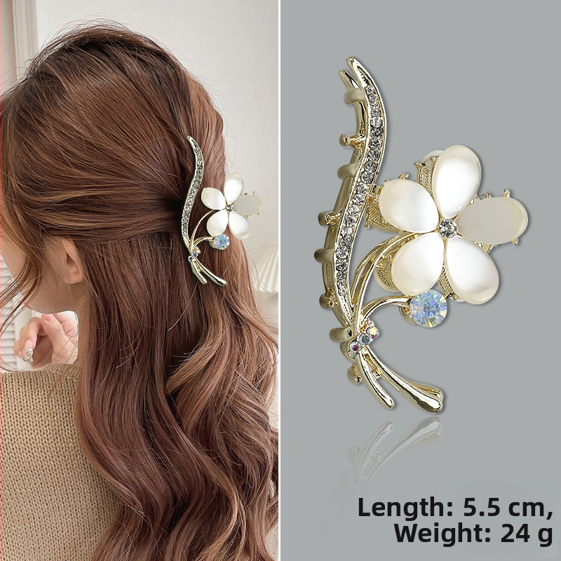 Naise juukseklips alumiiniumi Cat's Eye kristalliga, liblika ja lillemotiiv, haaramisklips, elektroplaadimine, kohandatav