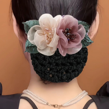 Женска мрежа за коса с флорални мотиви, ръчно плетена от копринена прежда, национален стил, персонализирана изработка, пролет 2025