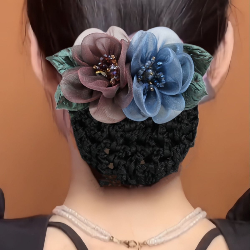 Женска мрежа за коса с флорални мотиви, ръчно плетена от копринена прежда, национален стил, персонализирана изработка, пролет 2025