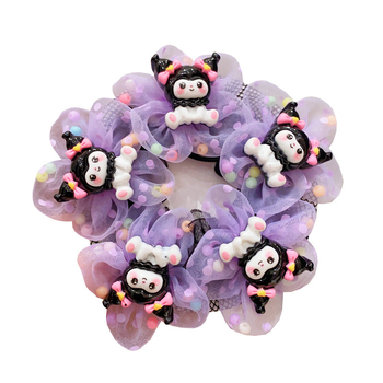 Детска мрежа за коса с цвете в анимационен стил, ръчно преплетена от плат, марка Poetry, производство № P3565, лято 2024