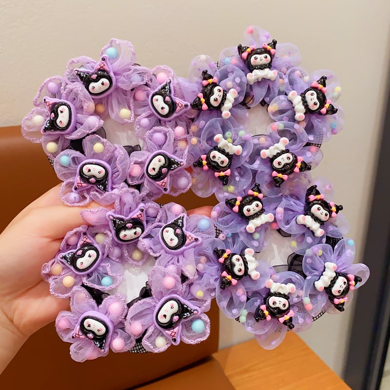 Детска мрежа за коса с цвете в анимационен стил, ръчно преплетена от плат, марка Poetry, производство № P3565, лято 2024